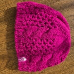 The North Face Pink Cable Knit Beanie